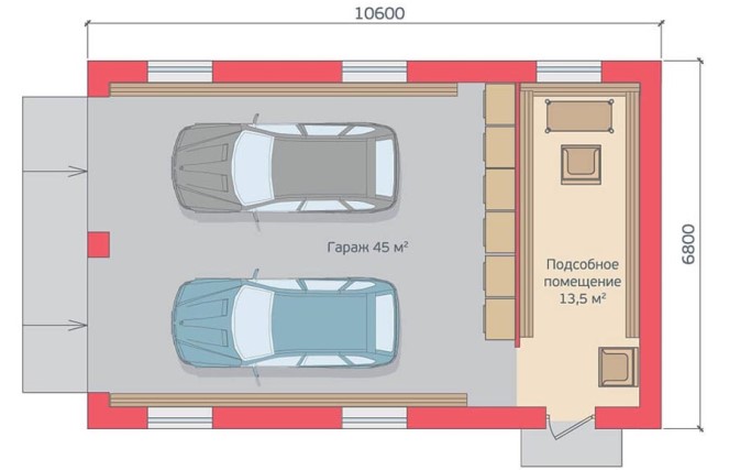 Размер гаража на 2 авто